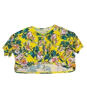 Free People Keepin On Printed Floral Top Yellow Green Orange White Size Large‎
